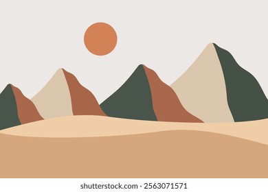sunset scene in nature with mountains and forest,hills landscapeand Vector. Beautiful landscape of mountains and wild forest.