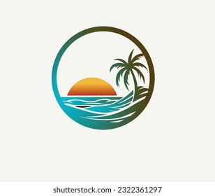 Logo-Design für Sonnenuntergang mit Wasser 