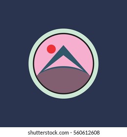 sunset scenery at the mountain symbol logo vector