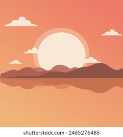 Sunset Scenery On A Mountain Lake