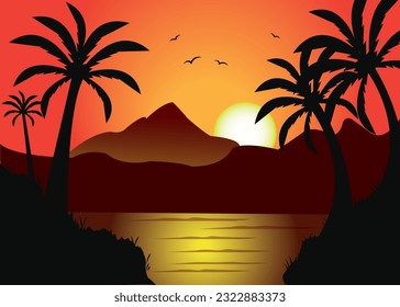 Sonnenuntergang Vektorgrafik Art.