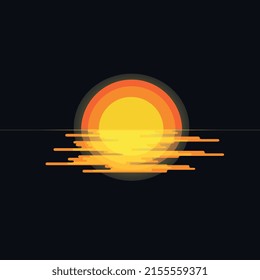 Sunset sea abstract background vector