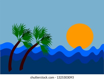 Sunset at sea and beach background
