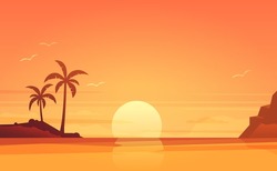 Sonnenuntergang, Strand Und Sonne, Sonnenaufgang Des Ozeans, Palmen