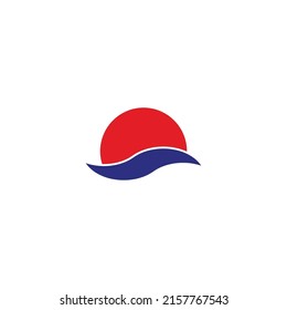 Sunset and sea geometric symbol simple logo vector