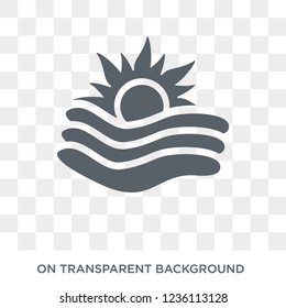 Sunset at sea icon. Sunset at sea design concept from Summer collection. Simple element vector illustration on transparent background.