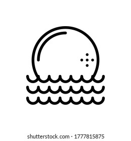 Sunset in Sea Icon Logo Vector Isolated. Travel and Tourism Icon Set. Editable Stroke and Pixel Perfect.