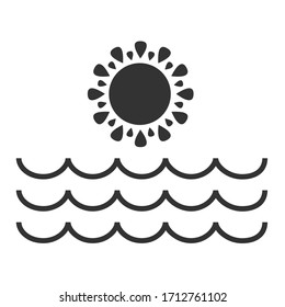Icono de puesta de sol en el mar en un estilo de diseño moderno. Icono de puesta de sol en el mar aislado en fondo blanco. sol en el mar vectorial icono simple y.