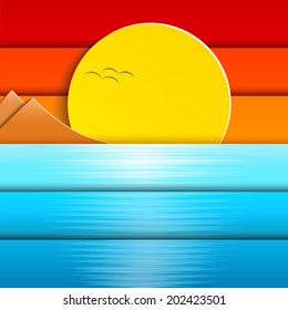 Sunset in the sea illustration