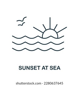 Sunset At Sea line icon. Monochrome simple Sunset At Sea outline icon for templates, web design and infographics