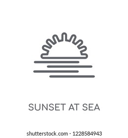 Sunset at sea linear icon. Modern outline Sunset at sea logo concept on white background from Summer collection. Suitable for use on web apps, mobile apps and print media.