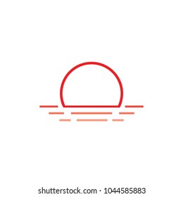 sunset in the sea lines art gradient logo vector