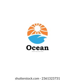 Sunset Sea Modern Logo Vector Illustration