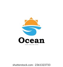 Sunset Sea Modern Logo Vector Illustration