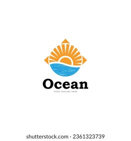 Sunset Sea Modern Logo Vector Illustration