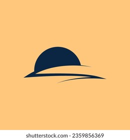 sunset in the sea or mountain logo design.