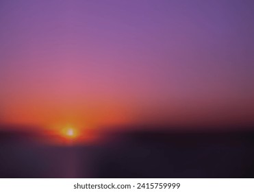 Sunset sea orange purple dark vector illustration for background design.