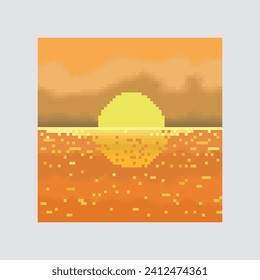 arte de los píxeles retro del mar de sol
