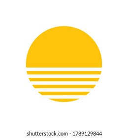 sunset sea sun icon vector 