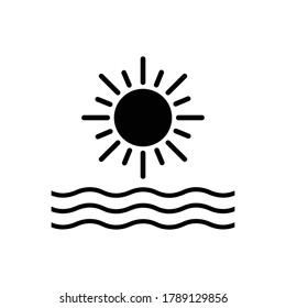 sunset sea sun icon vector 