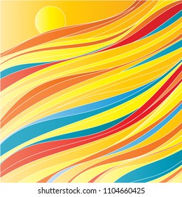Sunset in the sea in vector illustration.