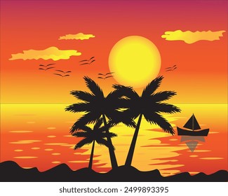 Sunset sea, a view of the sunset sea on the beach that is soothing to the eyes