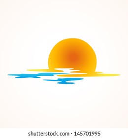 Sunset And Sea Waves Icon