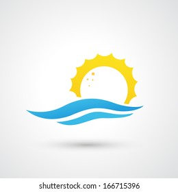 sunset and sea waves vector