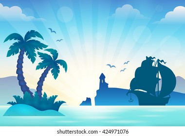 Sunset seascape theme 3 - eps10 vector illustration.