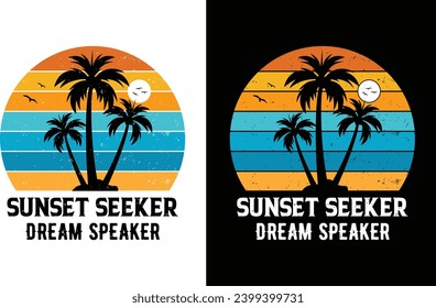 Sunset seeker dream speaker, Silhouette coconut tree, sunset view t shirt 