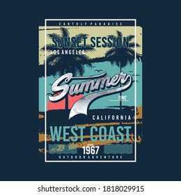sunset session , california graphic t shirt typography vector illustration urban denim vintage