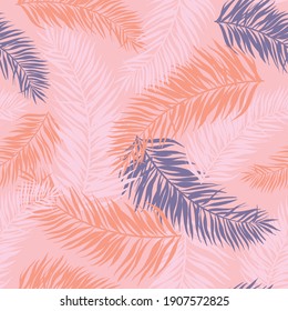 Sunset shades palm leaves tropical seamless pattern for textile, wallpaper, wrapping paper