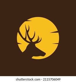 sunset shape with head deer logo design, vector graphic symbol icon illustration