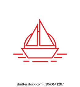 sunset ship symbol logo vector