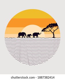 sunset shirt vector illustration design 