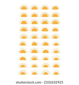 Diseño de ilustración vectorial de la colección de siluetas de sol editable y redimensionable
