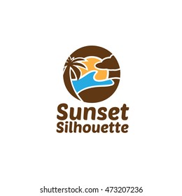 Sunset Silhouette, Sunset on the Beach Logo