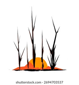 Sunset silhouette vector with attractive colors for logos, book covers and others