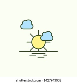 sunset with simple color element icon