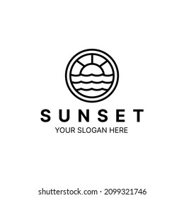 Sunset Simple Line Logo Illustrator