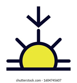 Sunset. Simple Vector Color Icon.