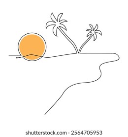 Sunset single-line art beautifully captures the serene transition of day to night with a simple yet elegant flow of continuous lines.