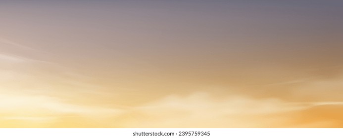 Sunset Sky Background,Horizon Spring Sunrise Sky,Cloud with Orange,Yellow,Purple over Sea Beach,Vector Panoramic Summer Banner Beautiful in Nature Romantic Sky in Evening 