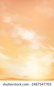 Sunset Sky Background,Sunrise cloud Orange,Yellow in morning Summer,Vector sunny Autumn,Nature landscape sky over sea in evening.Winter sunlight,cartoon illustration Horizon Spring after sundown 