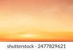 Sunset Sky Background,Sunrise cloud Orange,Yellow,Pink in morning Summer,Vector sunny Autumn,Nature landscape field in evening.Winter sunlight,cartoon illustration Horizon Spring sundown by Sea Beach