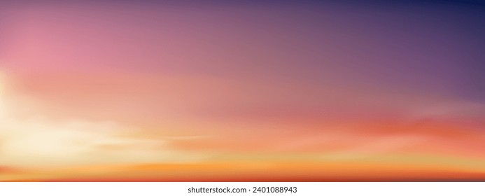 Sunset Sky Background,Sunrise cloud Orange,Yellow,Pink sky in morning Summer,Vector sunny Autumn,Nature landscape field in evening.Winter sunlight,cartoon illustration Horizon Spring sun down by Sea