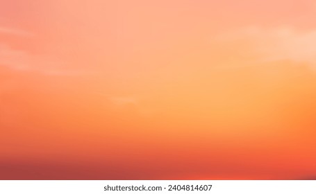 Fondo del cielo del atardecer, nubes de sol Naranja, amarillo, rosa en el verano matutino,Vector soleado Otoño,Campo de paisaje natural por la noche.Luz solar del invierno,ilustración de caricatura Horizonte Primavera solera por Sea Beach