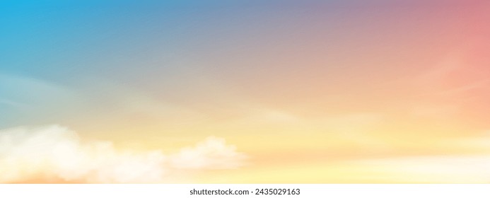 Sunset Sky Background,Sunrise cloud Orange,Yellow,Pink in morning Summer,Vector sunny Autumn,Nature landscape field in evening.Cartoon Pastel Winter sunlight,Horizon Spring sundown by Sea Beach