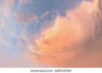 Sunset Sky Background,Sunrise cloud Orange,Yellow,Pink in morning Summer,Vector sunny Autumn,Nature landscape field in evening.Winter sunlight,cartoon. illustration Horizon Spring sundown by Sea Beach