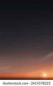 Sunset Sky Background,Sunrise Dark Purple,Orange Sky and Cloud Over Beach in Summer,Vector Vertical Evening Sunlight in Autumn,Banner Spring Nature landscape sky field withTropical sun down by Sea 